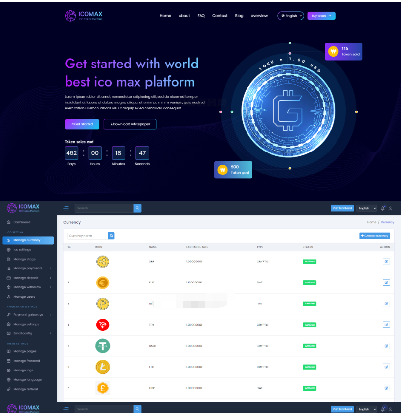 区块链虚拟币代币销售拍卖平台,加密货币全方位数字资产交易平台-开源源码