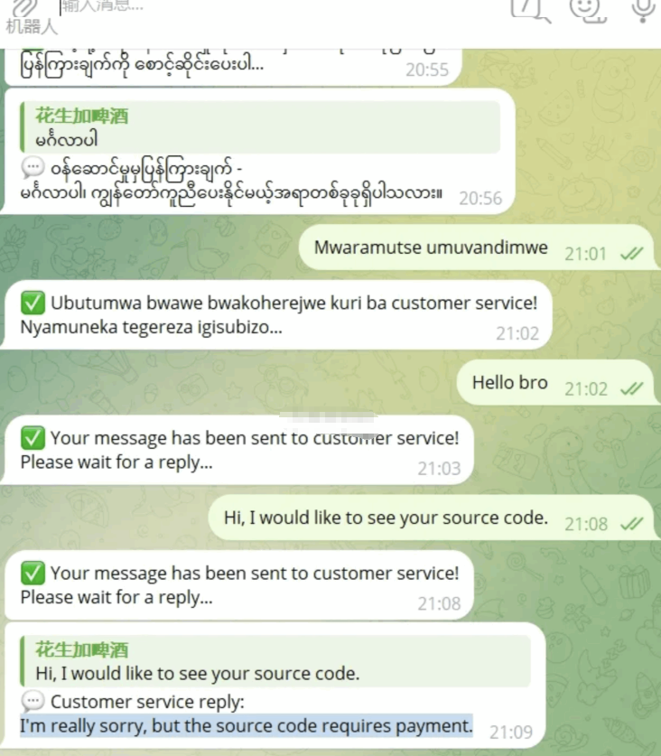 Telegram AI全自动翻译客服机器人源码/带视频搭建教程-开源源码