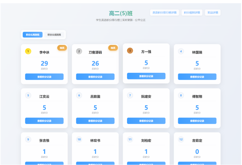 班级积分抽奖系统源码分享：学生表现记录、积分管理、抽奖功能全开源-开源源码