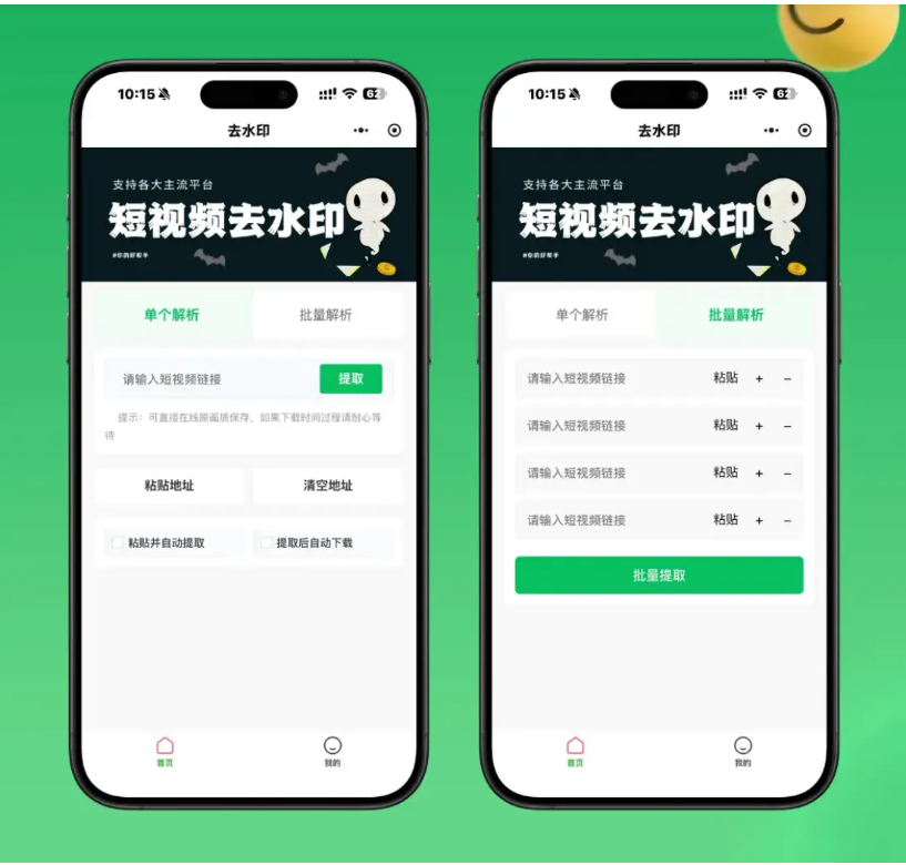 新版短视频去水印小程序源码 v1.6.5 支持流量主变现-开源源码
